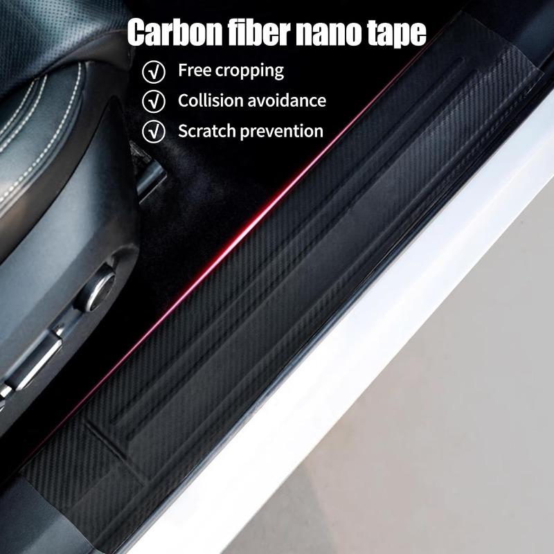 3D Carbon Fiber Car Sticker DIY Paste Protector Strip Car Door Sill Side Mirror Anti Scratch Tape Waterproof Protect Film