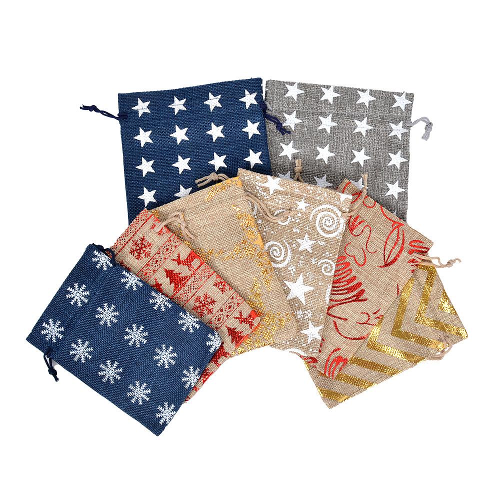 24pcs Christmas Arrival Countdown Drawstring Bag 24 Digital Linen Drawstring Bag Candy Drawstring Gift Bag