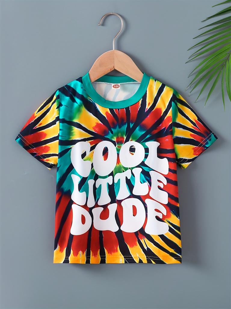 2026 Girl Summer Rainbow Tie Dye T-Shirt Short Sleeve Tee Top Crew Neck Clothes Child Girl Casual Outdoor Clothing Kids Tshirt