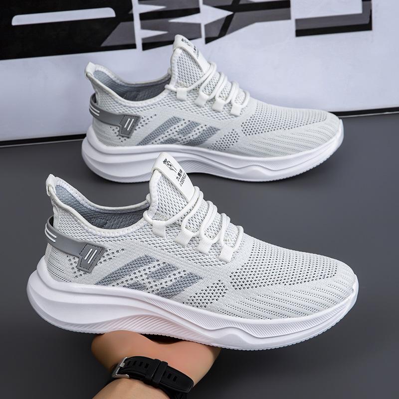 New Fly-woven Breathable Mesh Men's and Women's Casual Shoes, One-pedal Middle-aged Walking Shoes, Lightweight and Ultra-light Running Shoes