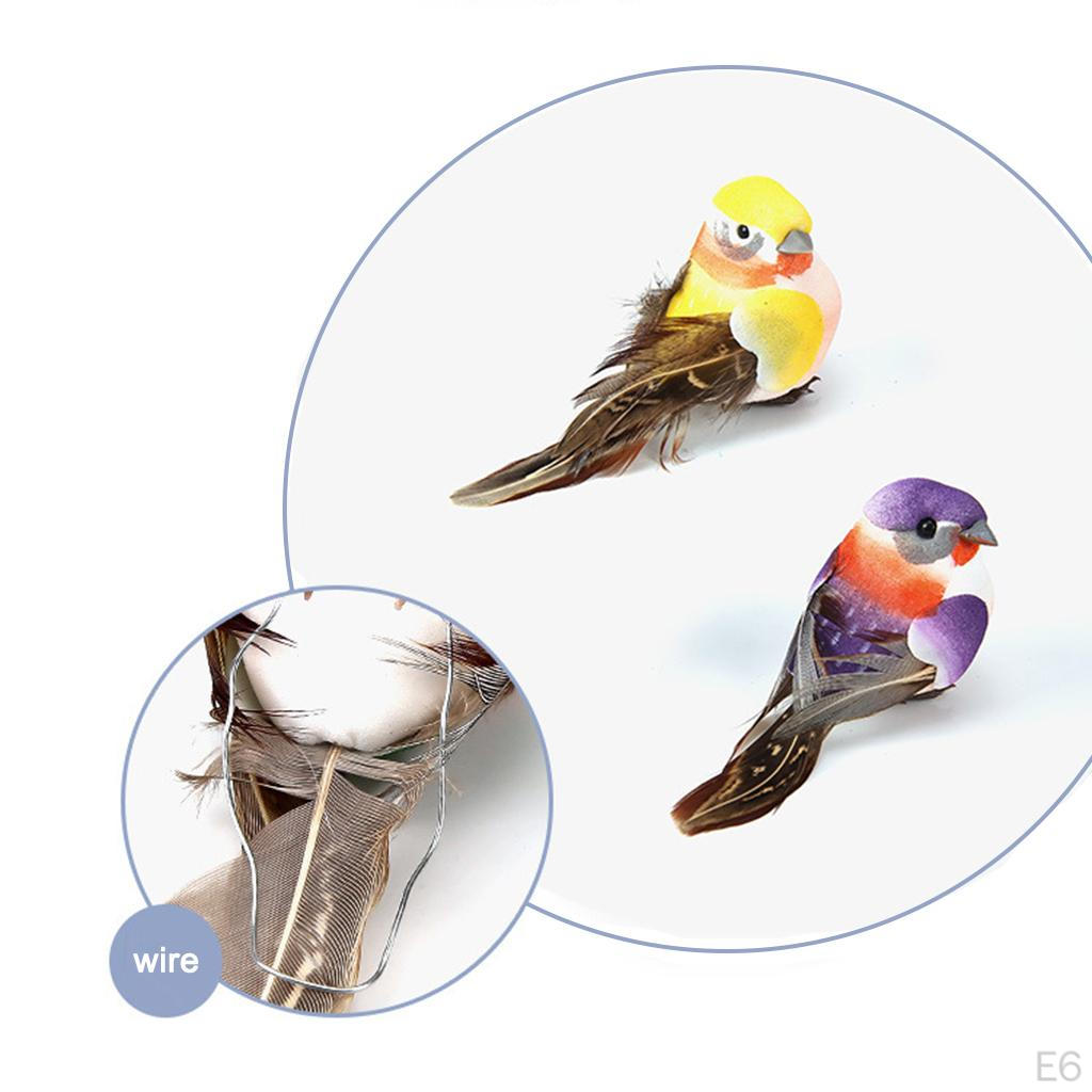 12 Pcs Birds Figurines Artificial Foam feather type bird for crafts Decoration home and garden