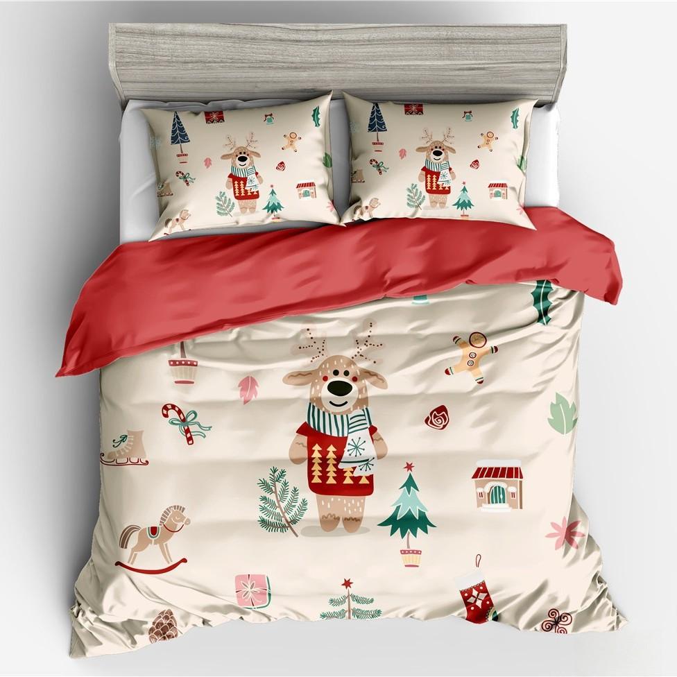 Christmas Series Three-Piece Bedding Digital Printing Christmas Letter Quilt Set