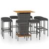 VidaXL 9-piece Garden Bar Set with Cushions, Wicker Resin Grey