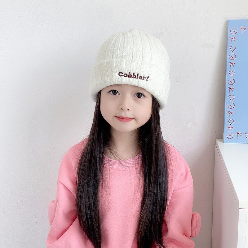 Autumn and Winter New Style English Embroidered Knitted Hat for Boys and Girls Stylish and Versatile Woolen Hat  Simple Ear Protection Hat