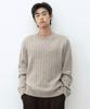 [Victoria Wool] Cable Crew Neck Knit [Oatmeal]