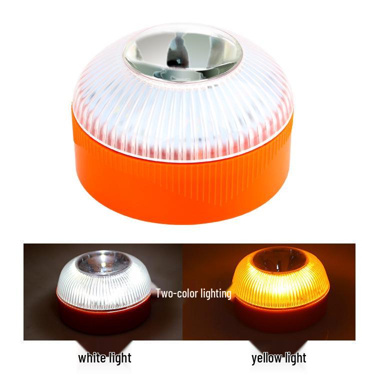 V16 LED Notfall-Taschenlampe mit Weißem/Gelbem Warnlicht, Auto-Verkehrssignal, Batteriebetrieben, Starke Magnetische Basis