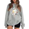 Women's Color Long Sleeve Neck Sweatshirt with Halloween Print Casual Loose Fit Pullover Top