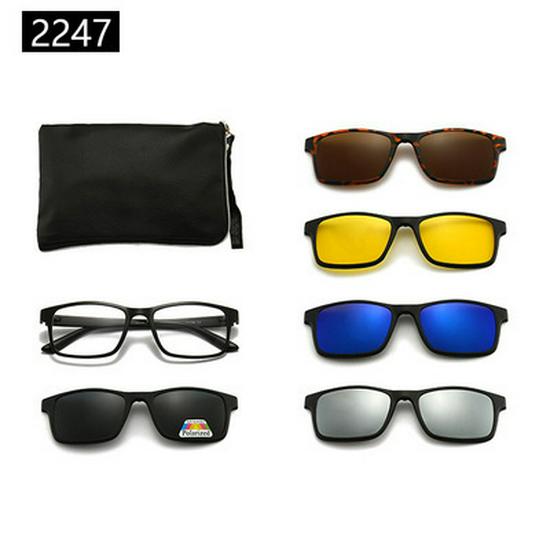 Cross-border TR90 Sunglasses Set: 1 Frame, 5 Polarized Lenses, Unisex, Trendy Driving with Pouch