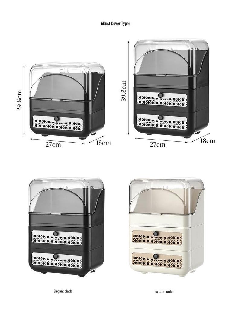 Kosmetik-Aufbewahrungsbox im chinesischen Stil: Staubdichter Schreibtisch-Organizer für Lippenstift, Masken und Hautpflegeprodukte mit Schubladen.