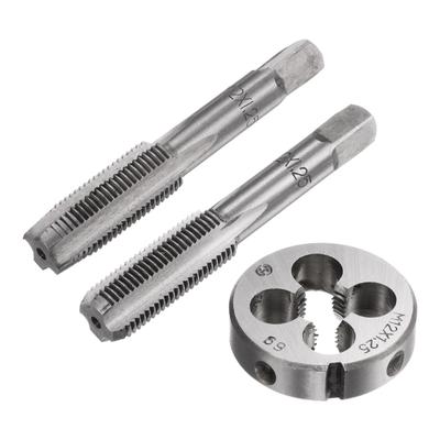 Uxcell 3-Piece Metric Hand Tap & Die Set, M12 X 1.25 Tapered/Bottom Thread Tap + Round Die, Manual Thread Tapping Tool for Repairs