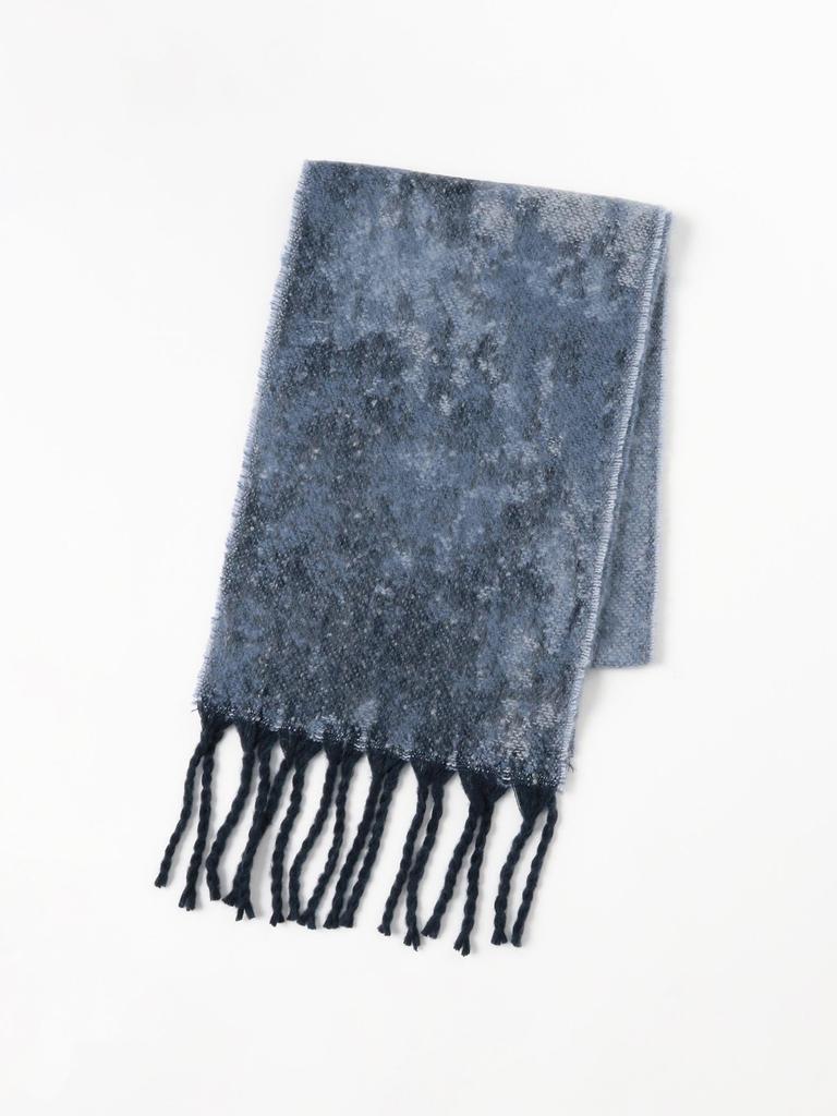 Beams Heart Men's Marble Shaggy Scarf, Black, One Size