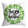 St. Patrick's Day Peach Skin Velvet Pillowcase, Green Four-leaf Clover Printed Sofa Pillow Cushion