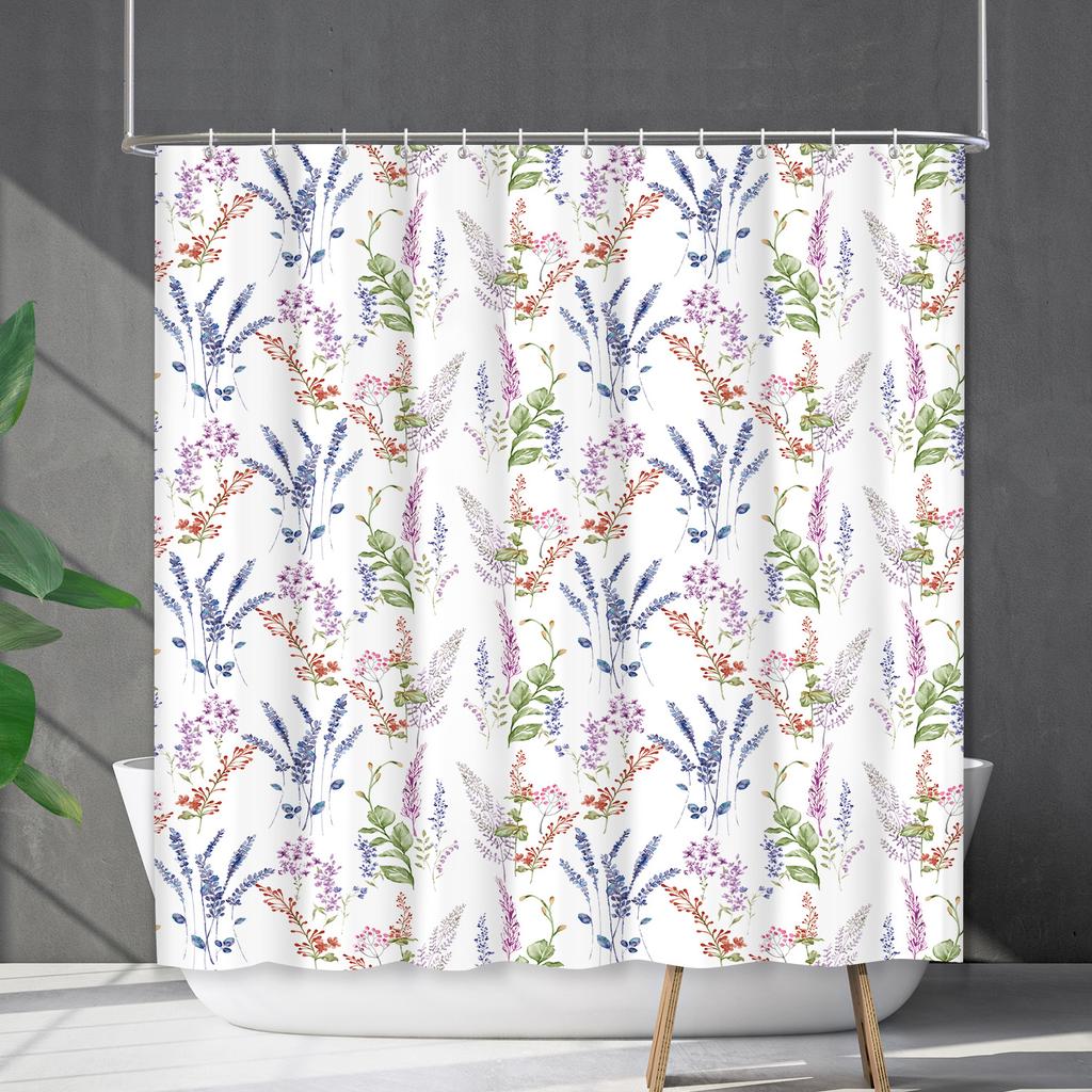 Shower Curtain Waterproof And Mildew-Proof 3D Digital Printing Plant Printing Shower Curtain Child Bathroom Partition Curtain