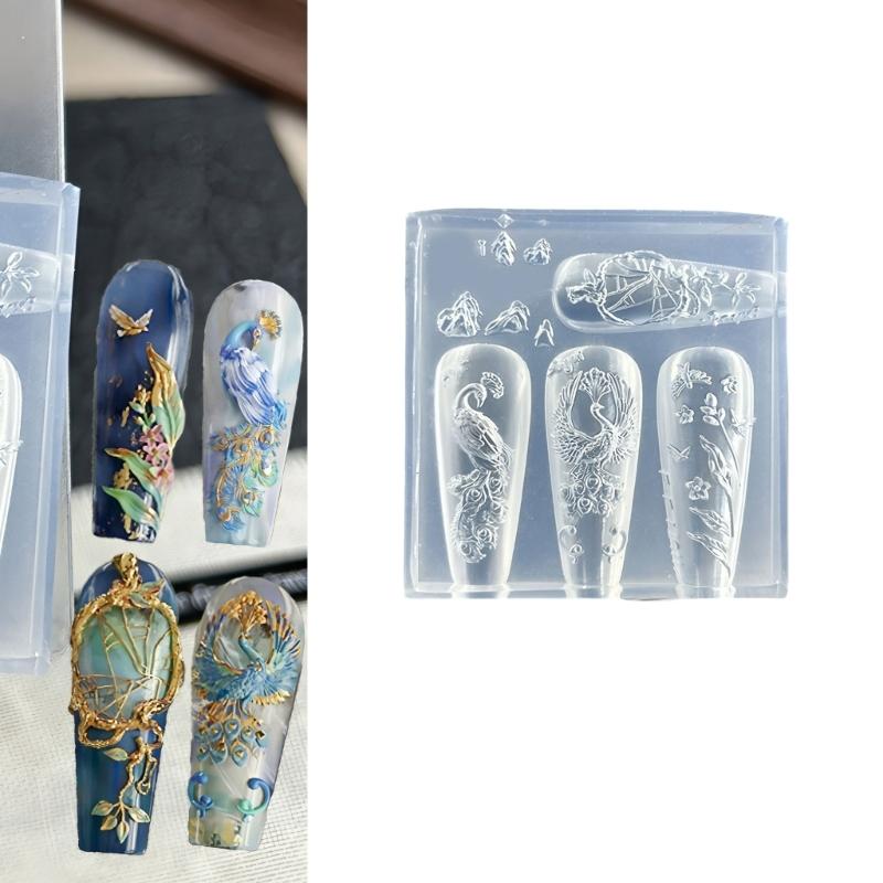 Flexible Silicone Crafting Mould With 3D Embossed Pattern For Nail Art Accessories And Resin Jewelry