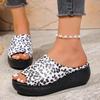 Fashion Leopard Zebra Print Decor Wedges Sandals Women Summer Thick Sole Non Slip Slippers Woman Plus Size Chunky Platform Beach Shoes