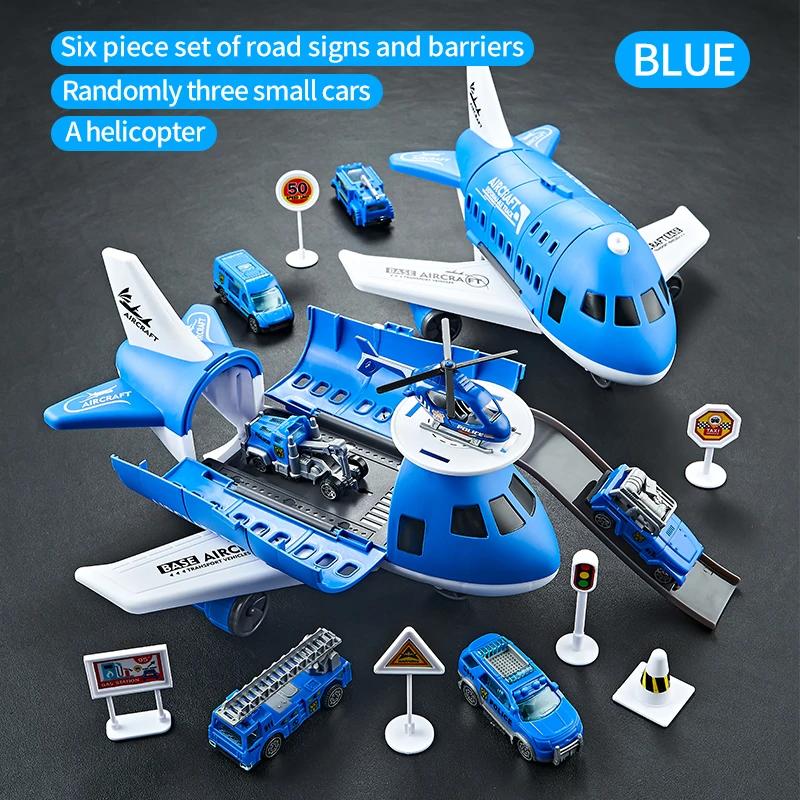 Airplane Children'S Car Model Toys Inertial Model Simulation Planes Multifunctional ToysRandom 3 Cars1 Helicopter6 Road Signs