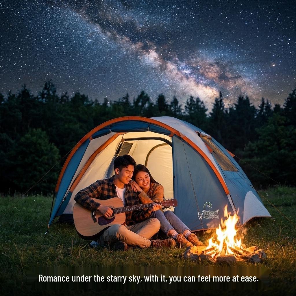 Lightweight Multi-Person Camping Tent with Vestibule - Windproof & Rainproof for Hiking & Outdoor Travel