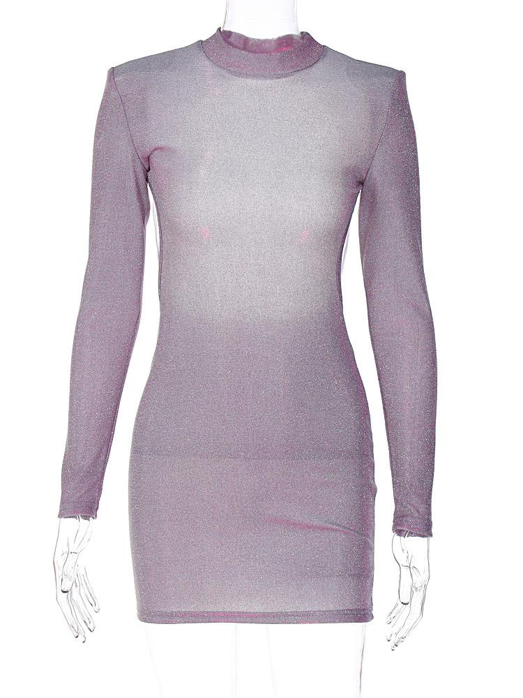 Women, Spring Autumn, Sexy, Backless, Chain, Glitter, Party, Elegant, Outfits, Long Sleeve, Mini Dress