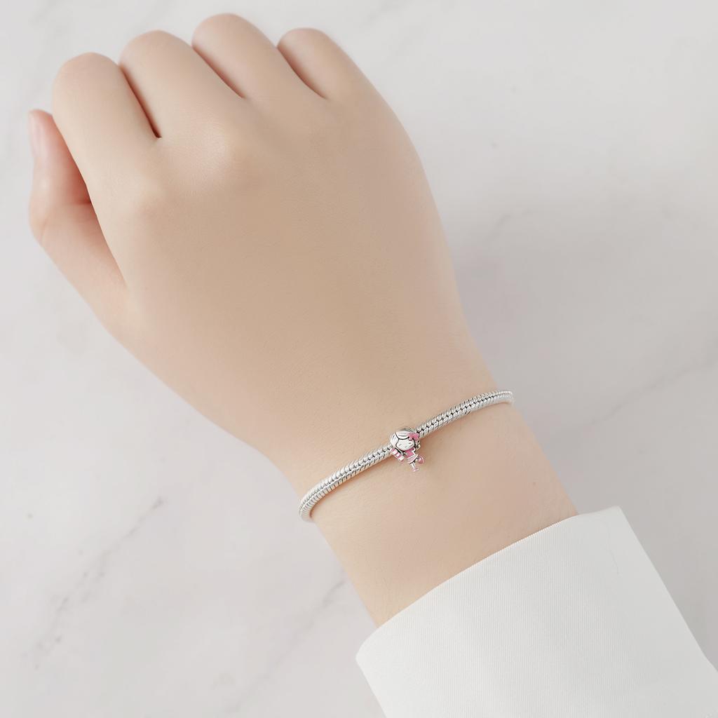Beads Copper Charms Original Dumbbell Girl Beads Fit Bracelet Jewelry Diy Women Fine Gift Accessory