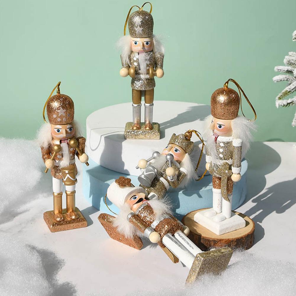 5 Pcs Wooden Nutcracker Soldier Christmas Decoration Christmas Nutcracker Figures Ornaments for Christmas Tree Figures Gifts