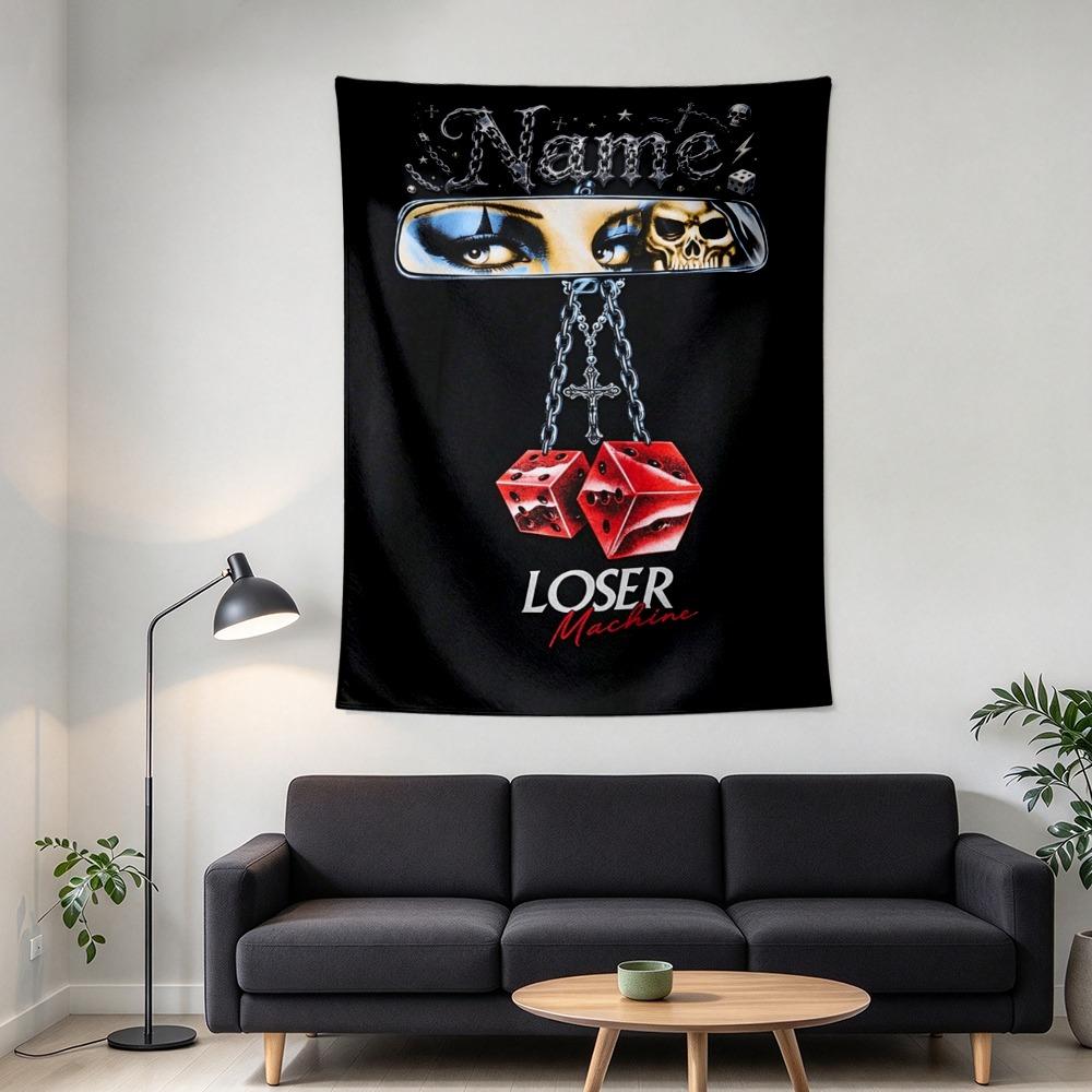 Custom Name Dice Tapestry Wall Hanging for Bedroom, Living Room & Dorm Decor, Modern Home Wall Art