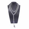 Personality, creative design, cold wind, metal chain, alloy animal horn pendant, double stacked necklace.
