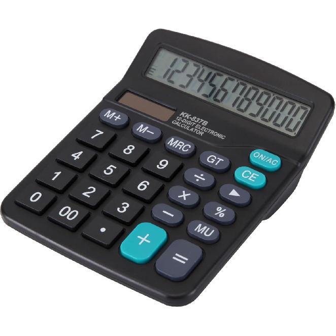 

Desk Calculator 12 Digit Office Calculators with Large Screen Display, Dual Solar Power and Battery, Recessed Big Button Calculator for Office Home