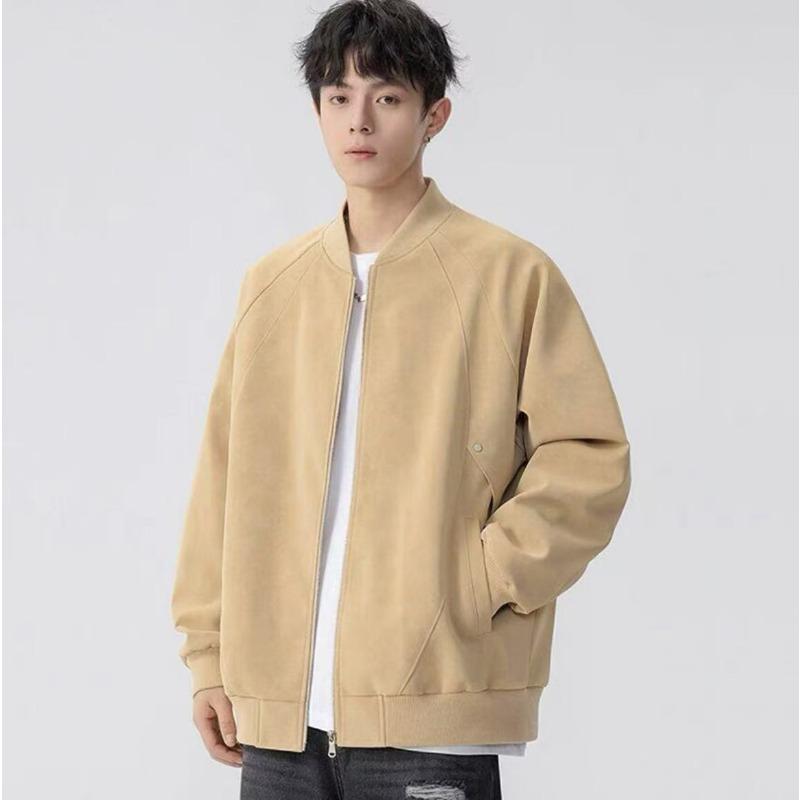 Baseballjacke Herren Lederjacke Frühling und Herbst Lässig Hongkong-Stil Vielseitig und Schön Trendige Lockere Lederjacke