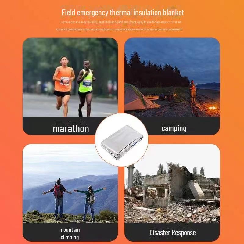 Sürgősségi alumínium fólia szigetelő takaró - ezüst, hordozható, kültéri, utazás, hegymászás - 130*120 cm
