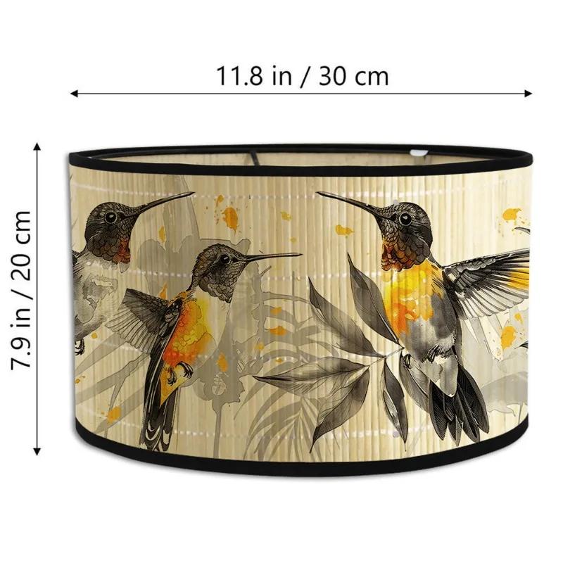 Nordic 30cm LampShades Vintage Bamboo Lamp Cover Floral Birds Pattern Table Floor Lamps Pendant Light Cafe Home Homestay Decor