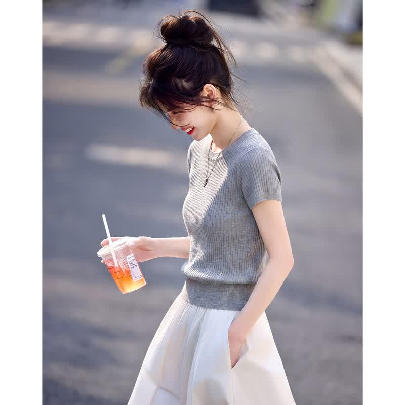 Women's Lyocell Loose Fit Short Sleeve Knit Top
