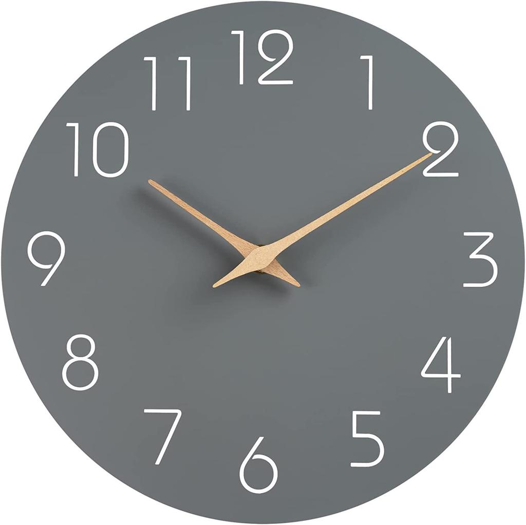 Simple wooden silent wall clock for home, living room, bedroom, and home decoration