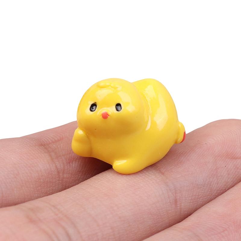 3/6Pcs Resin Ornaments For Auto Interior Dashboard Button Home Bedroom Office Living Room Mini Yellow Chick Car Decoration Gift