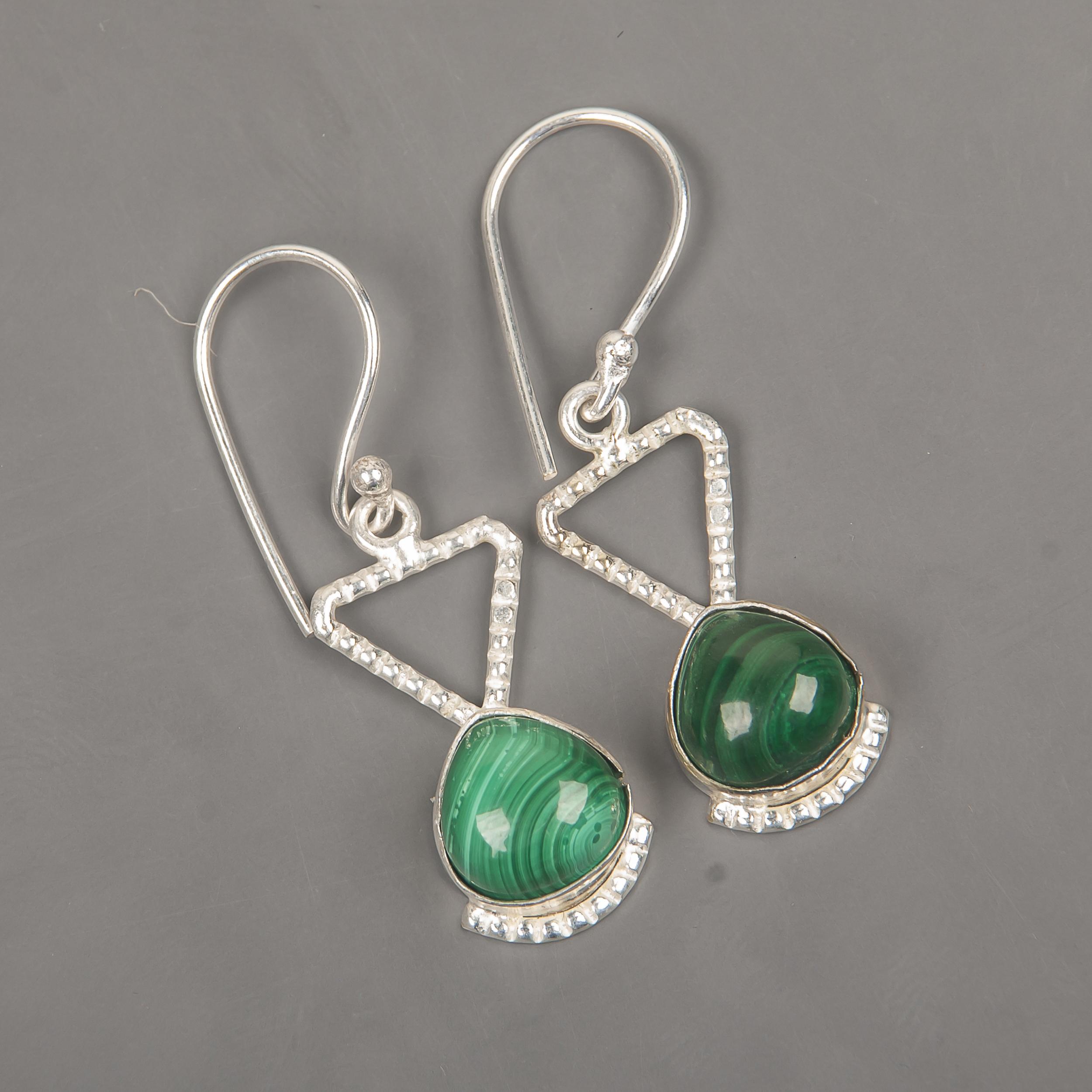 

Malachite Gemstone Earrings Jewelry, 925 Solid Sterling Silver Earrings Jewelry, Handmade Artisan Jewelry For Wedding Gift 1.62 Inches зелений