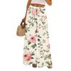 Women's Casual Wide Leg Pants Stretch Belt Pocket Floral Print Adjustable Tie Pants