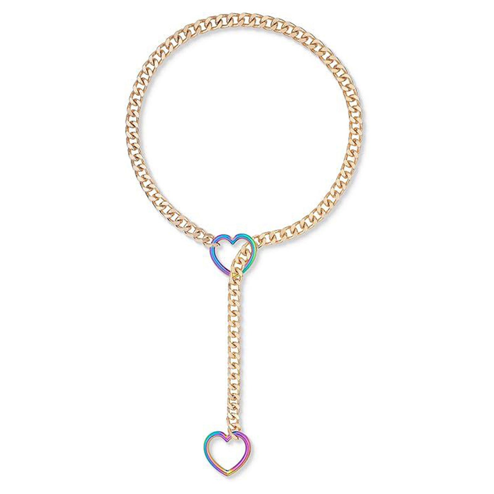 

Ожерелье-цепочка кубинского плетения с подвеской-сердечком, ручной работы, панк-лассо, Y-образная цепочка, регулируемая длина, цепочка для ключицы, женские украшения 5