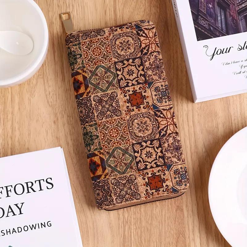 

Кошелек в богемном стиле, женский кошелек, персонализированный художественный ретро-кошелек, кошелек с текстурой дерева 19.5x9.8x2cm