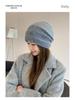 Korean Colorblock Rabbit Fur Fleece-Lined Beanie with Ear Protection – Elegant Women's Knit Hat for Cold Weather