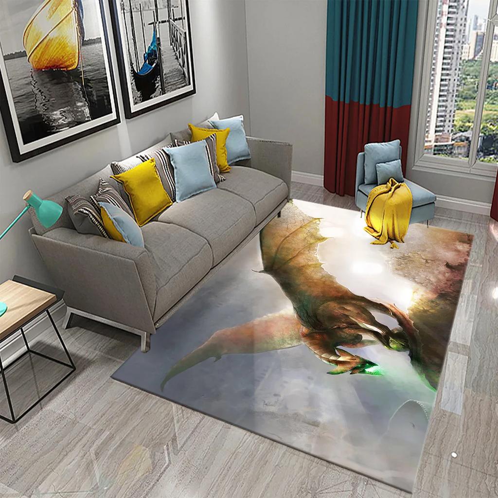 Modern Dragon Pattern Carpet for Living Room Bedroom Bathroom Entrance Non-slip Carpet for Children Play Home Decor Floor Carpet