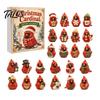 Christmas Tree Holiday Decorations Acrylic Advent Calendar Box with 24 Bird Themed Hanging Ornaments, Countdown Festive Decoration for Home Window And