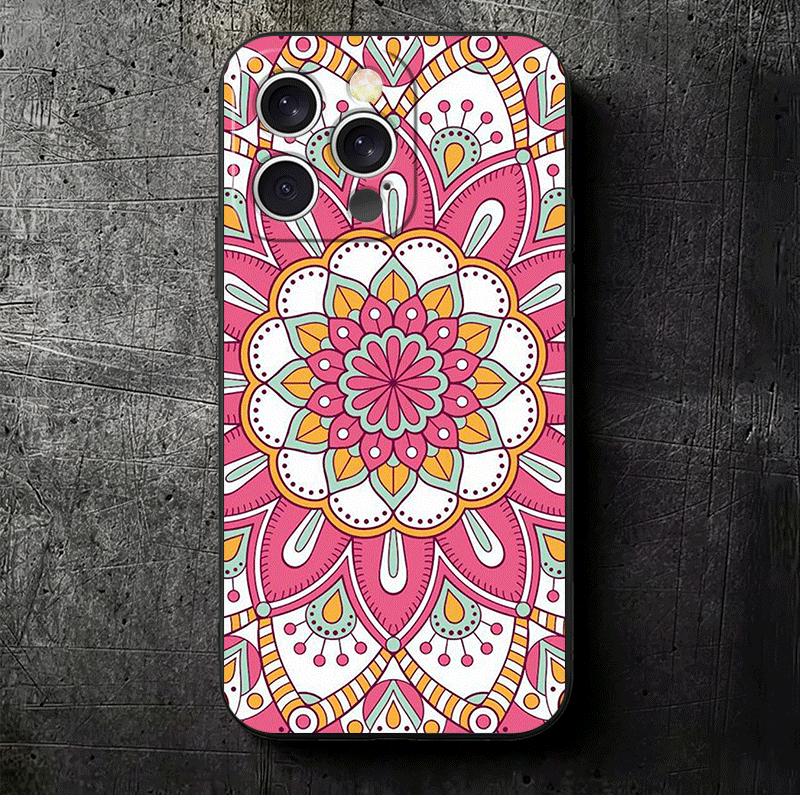 

Mandala Style Pattern Soft Phone Case for iPhone 16 16E 17 Air 15 Pro Max 14 Plus 13 Mini 11 12 7 Black Cover Back Shell iPhone 17 Pro