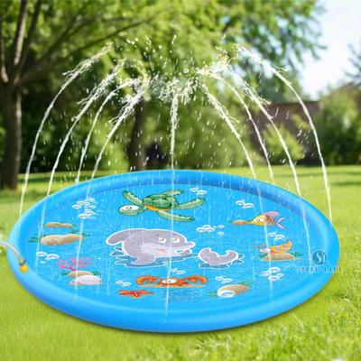 170cm Large Fountain Mat for Pool Water Play, Kids and Pets, Home Pool, Children's Summer, Garden, Patio, Lawn, Foldable, Non-Slip, Durable PVC