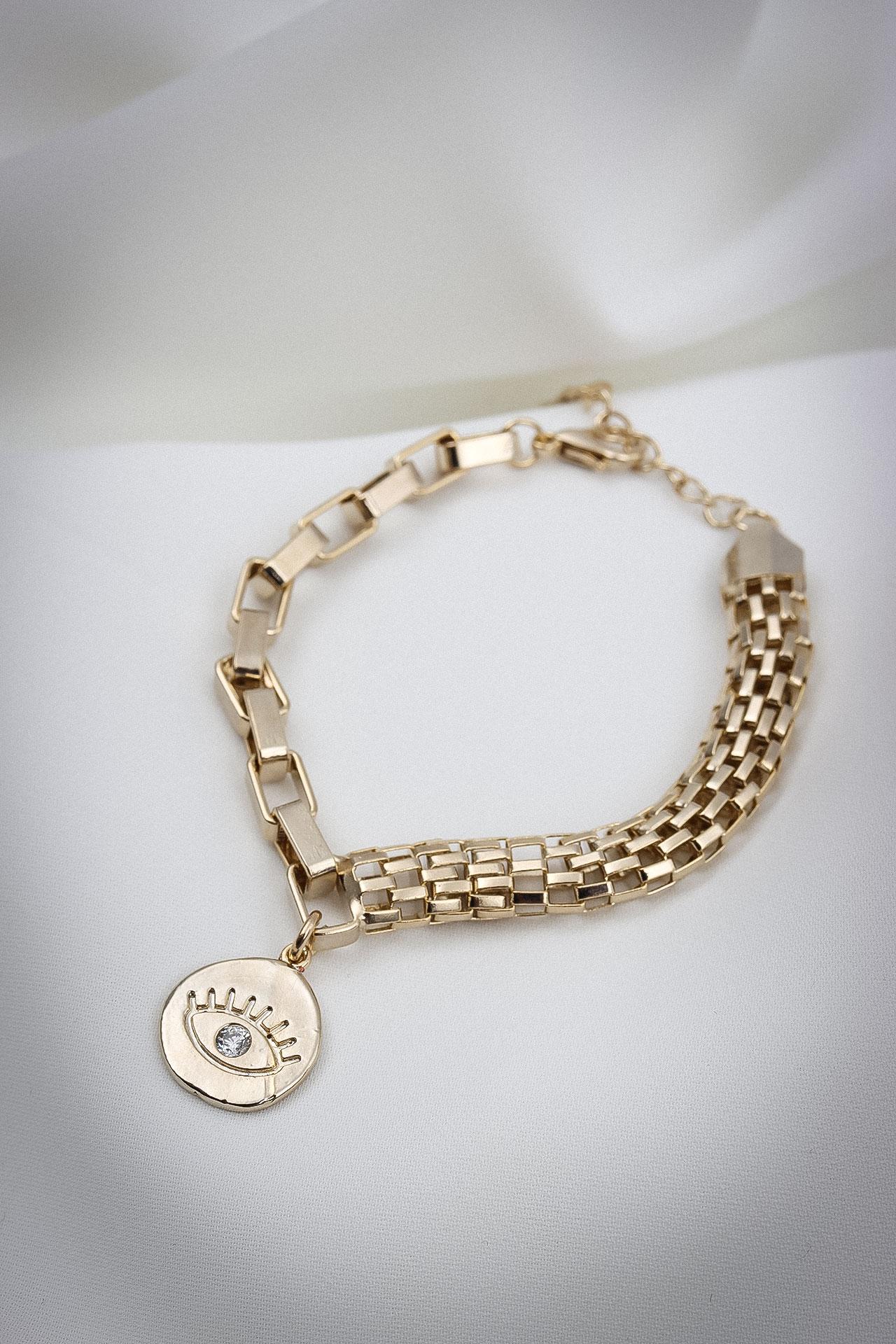 

Браслет с подвеской в ​​форме каменной пластины золотого цвета