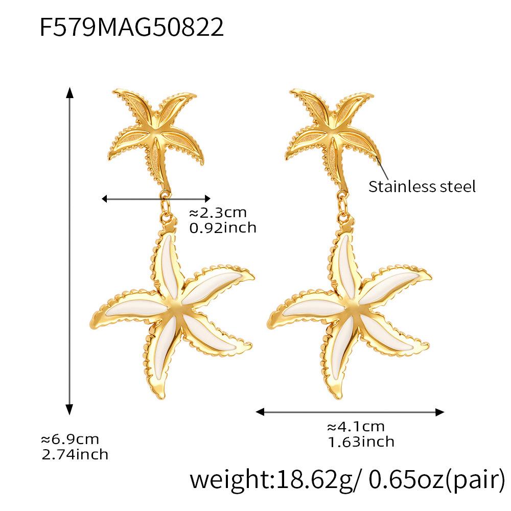 Qiong Yao 18k Gold PVD Plated Stainless Steel Starfish Earrings