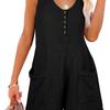 Jumpsuit met knoopjes aan de voorkant en zakken, zomerse, casual, effen, mouwloze jumpsuit