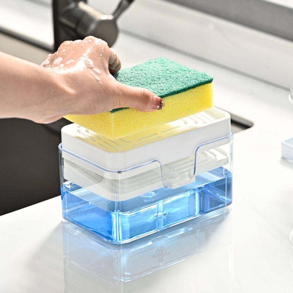Press Type Sink Drain Soap Dispenser Sponge Holder Kitchen Detergent Container Kitchen Use
