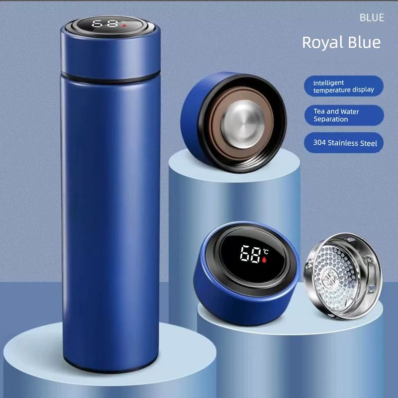 Intelligent Temperature Display 304 Stainless Steel Large-Capacity Thermos Cup, Simple and Portable Business Tea Cup for Male and Female Students