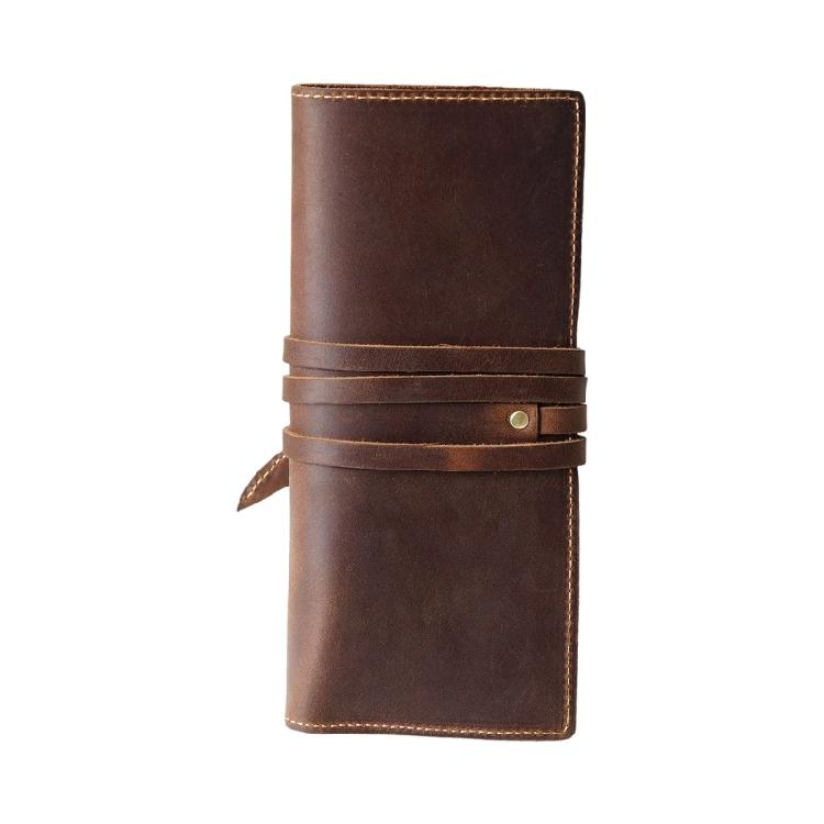 

PU Leather Multipurpose Pencil Bag Stationeries Case Featuring Roll Up Design Writing Tool Case For Daily Academic Use коричневый