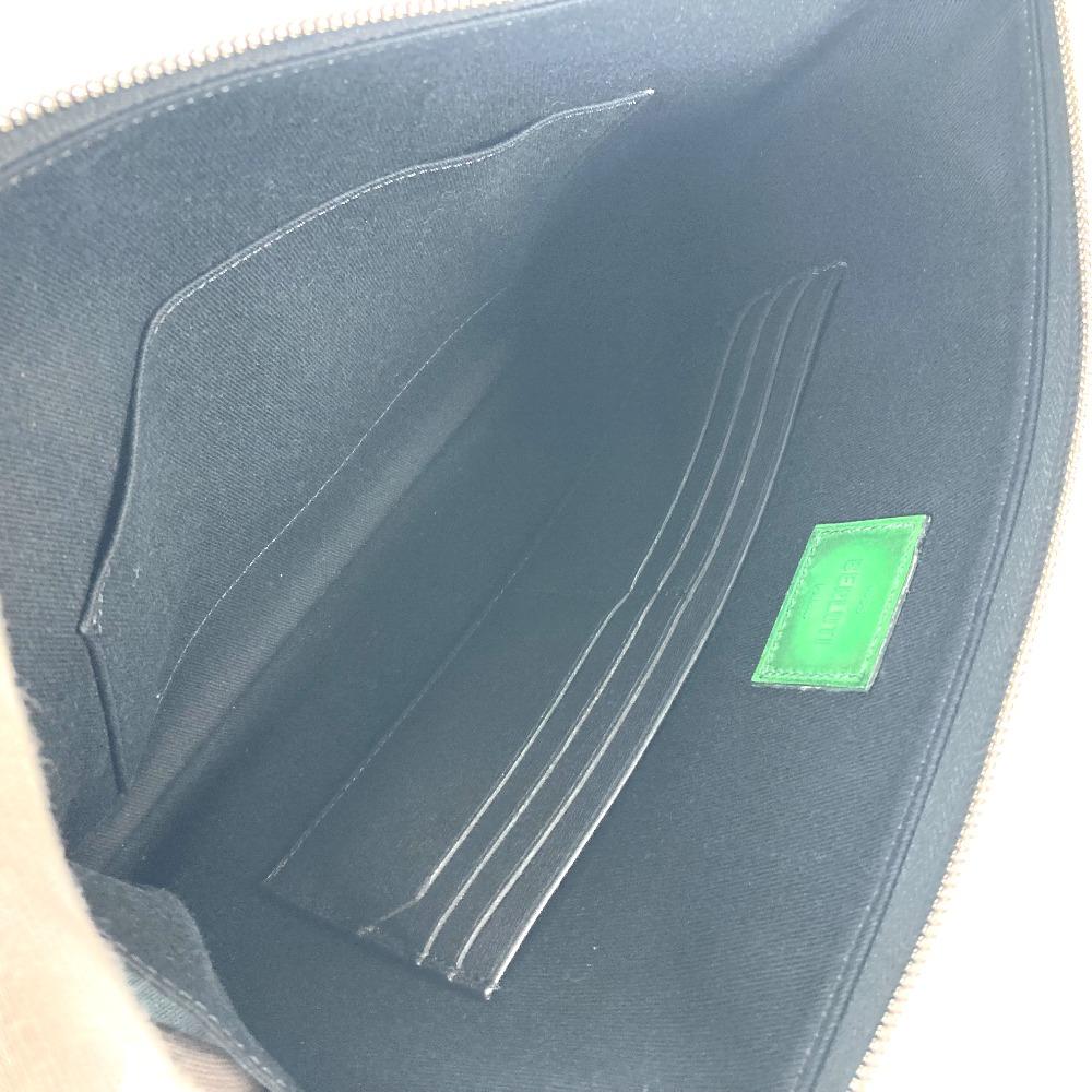 Berluti L-shaped fastener Nino Logo pouch bag Clutch bag PVC/Leather gray/Green