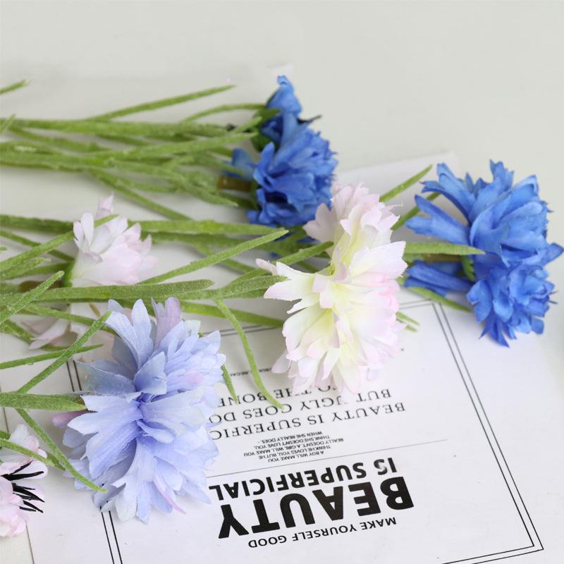 3 Forks/Bouquet Artificial Flower Silk Cornflower Fake Flowers Artificial Plant Decorative Flowers Home Decor Wedding Decor
